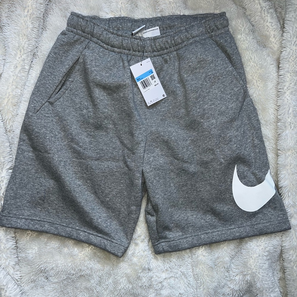 Nike swoosh gray sweat shorts